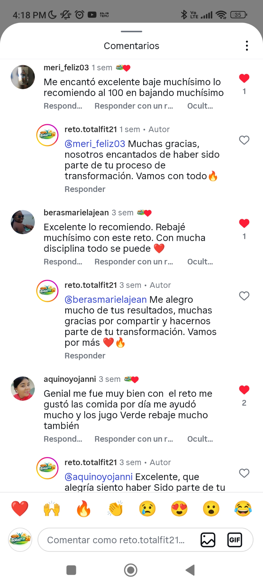 Imagen vertical de mensajes sociales sobre una experiencia con el reto.
