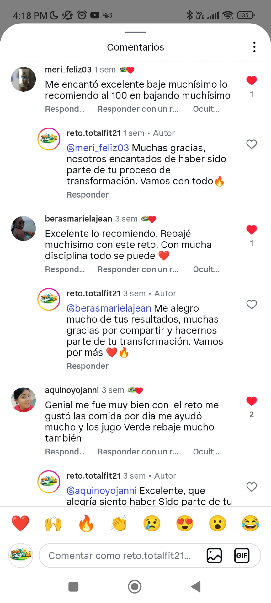 Imagen vertical de mensajes sociales sobre una experiencia con el reto.