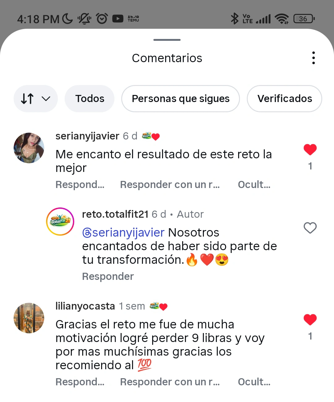Imagen de publicación social con interacción de la comunidad.