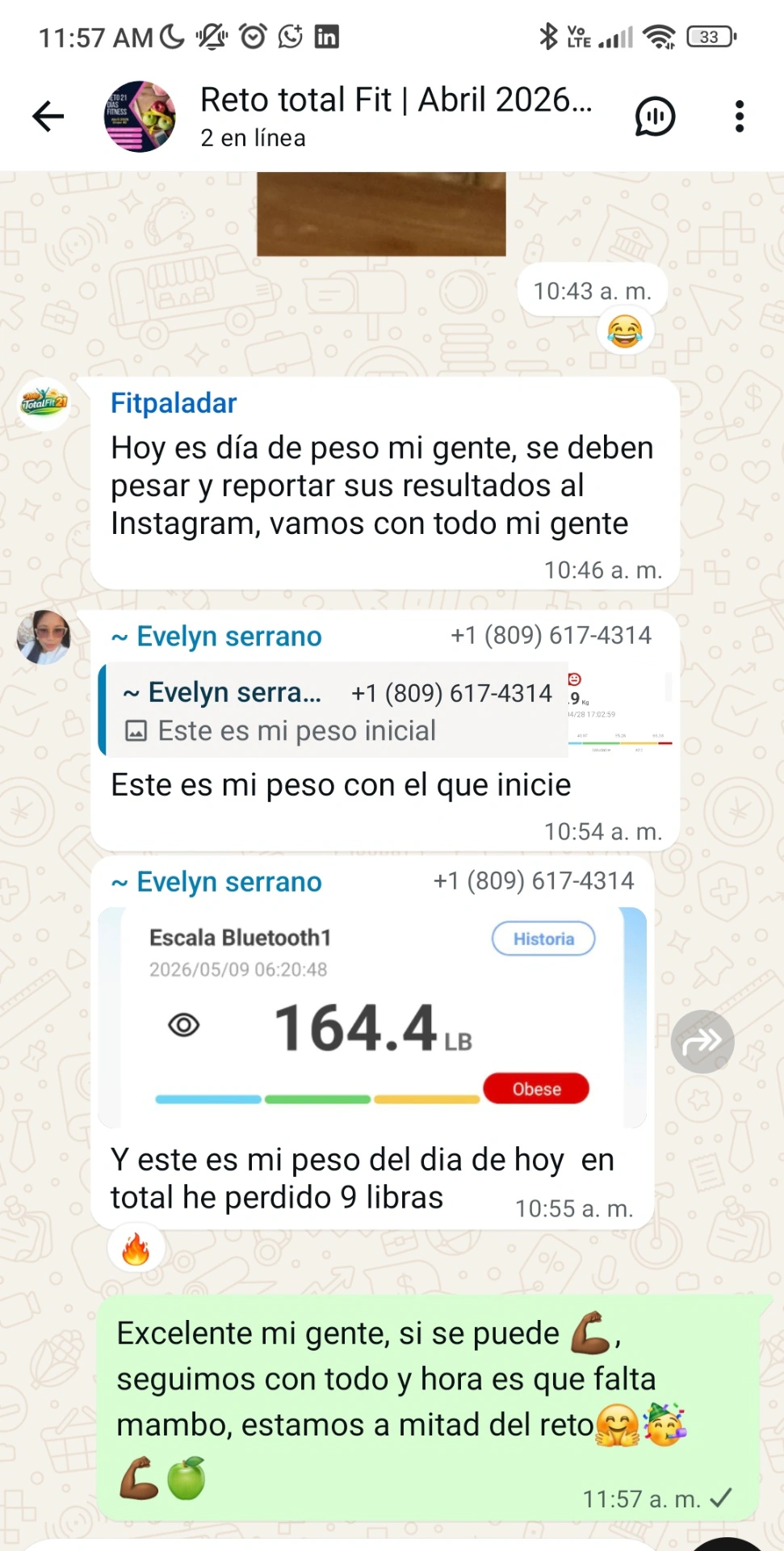 Imagen vertical de mensaje de WhatsApp relacionado con el reto.